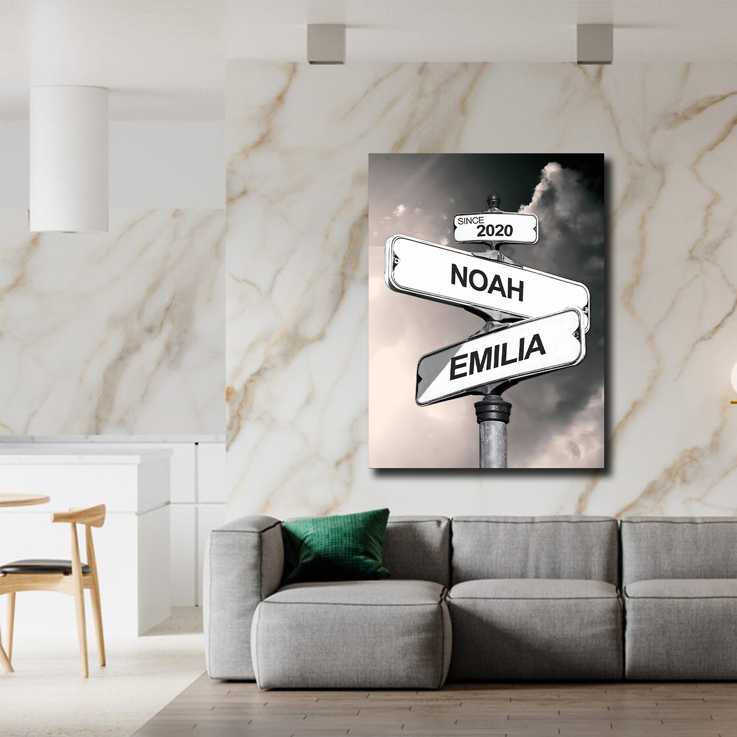Personalisierte Leinwand "Straßenschild für Paare"