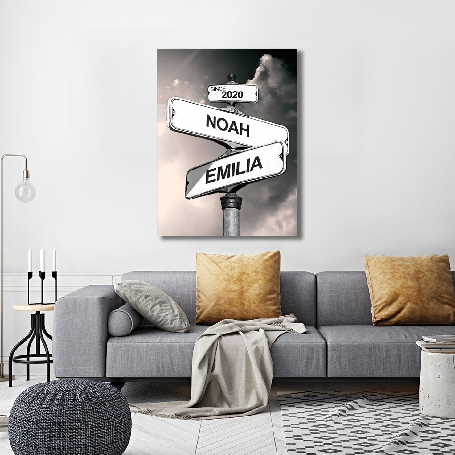 Personalisierte Leinwand "Straßenschild für Paare"